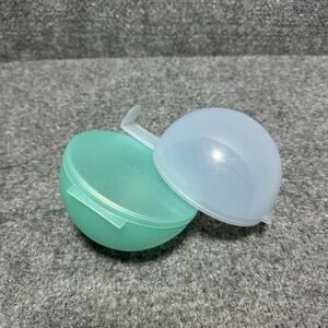 (2) Tupperware Large Forget Me Not Onion Tomato Keeper Holder Sheer Green Purple